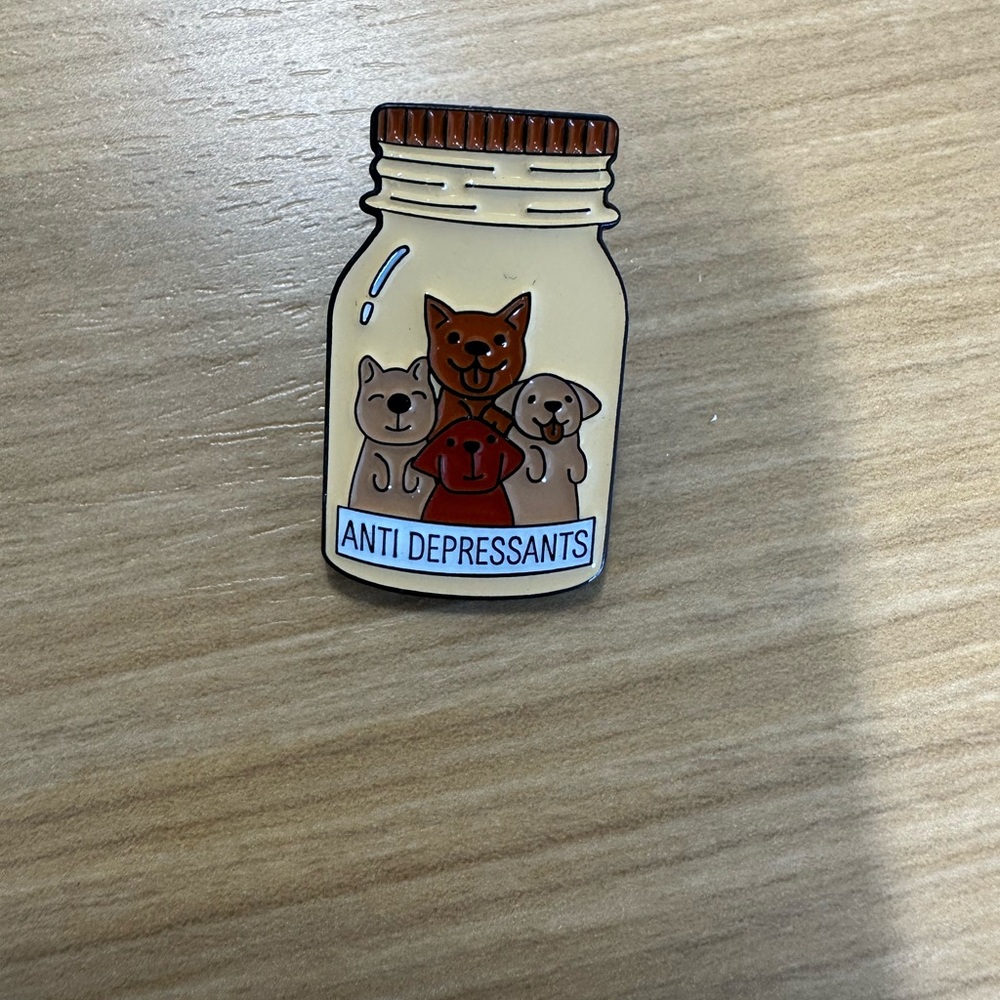 Cute Animal Enamel Pin - Cream and Brown